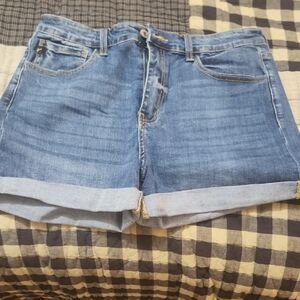 KanCan Blue Jean Shorts with Rolled Cuffs